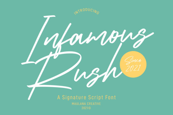 Infamous Rush: A Playful Script Font for Editorial Design